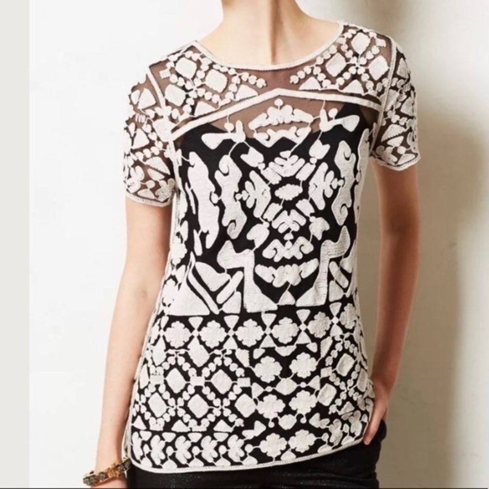 Everleigh rococo top black & cream, size M